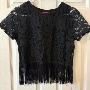 Boohoo Elegant Black Floral Lace Crop Top